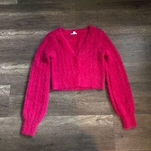 Garage Fuzzy Pink Cardigan size us xs